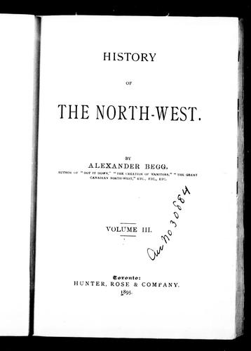 Cover for History of the North-West