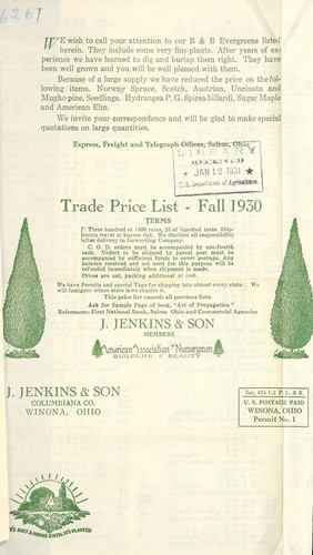 Cover for Trade price list