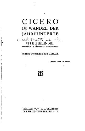 Cover for Cicero im Wandel der Jahrhunderte
