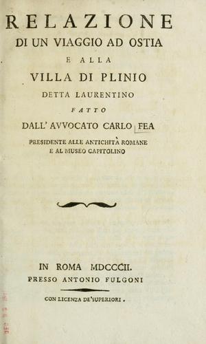 Cover for Relazione di un viaggio ad Ostia e alla villa Plinio detta Laurentio