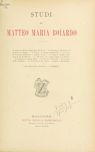 Cover for Studi su Matteo Maria Boiardo