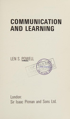 Cover for Communication and learning.