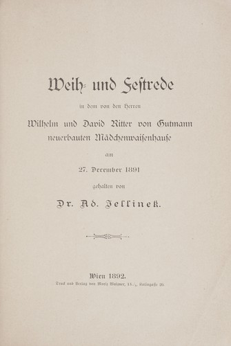 Cover for Weih- und Festrede