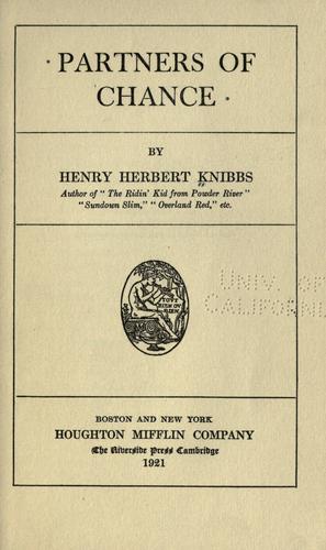 Cover for Partners of chance