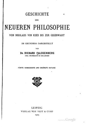 Cover for Geschichte der neueren Philosophie von Nikolaus von Kues bis zur Gegenwart ...