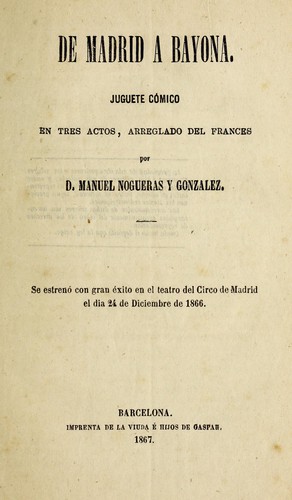 Cover for De Madrid a Bayona