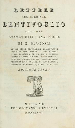 Cover for Lettere del Cardinal Bentivoglio