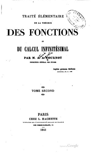 Cover for Traité élémentaire de la théorie des fonctions et du calcul infinitésimal.