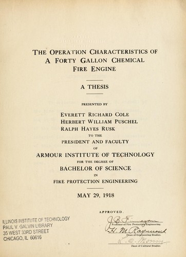 Cover for Operation characteristics of forty gallon chemical fire engine