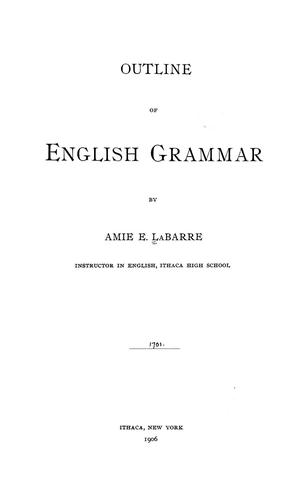 Cover for Outline of English grammar