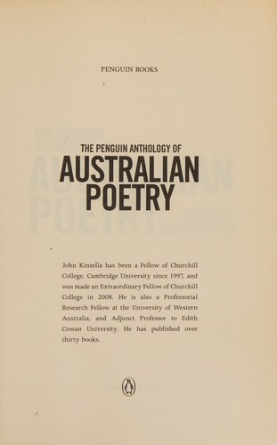 Cover for The Penguin anthology of Australian poetry