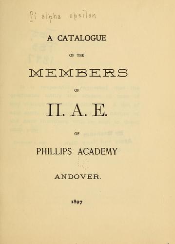 Cover for A catalogue of the members of H. A. E. of Phillips academy