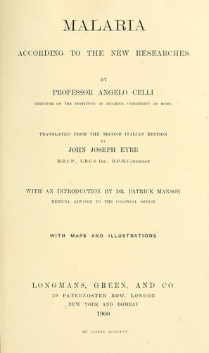 Cover for Malaria according to the new researches
