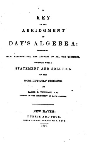 Cover for Key to the Abridgment of Day's Algebra