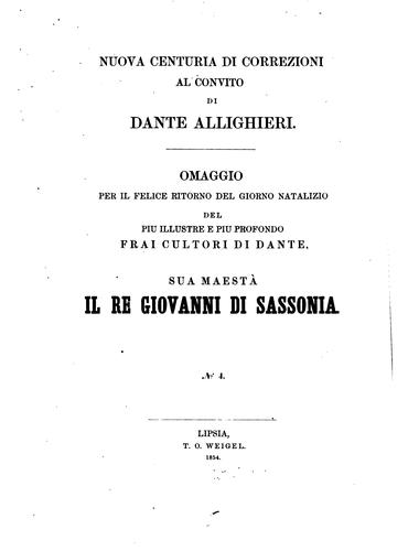 Cover for Nuova centuria di correzioni al Convito di Dante
