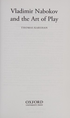 Cover for Vladimir Nabokov and the art of play