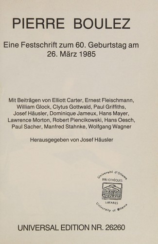Cover for Pierre Boulez