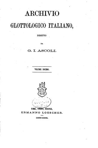 Cover for Archivio glottologico italiano
