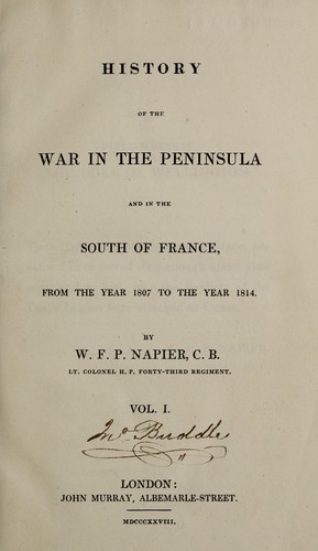 Cover for History of the war in the Peninsula and in the south of France