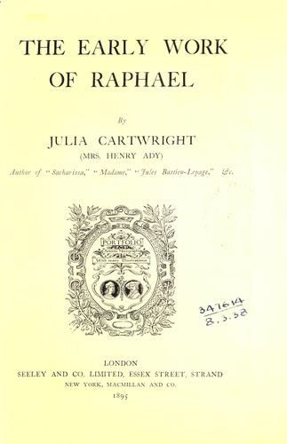 Cover for The early work of Raphael.