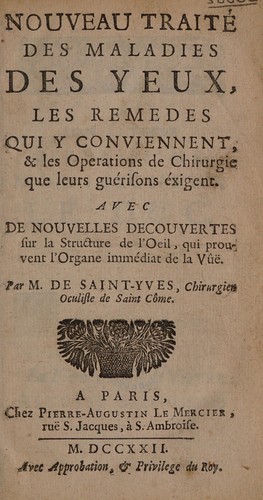 Cover for Reponse de M. de S. Yves à une lettre critique de son Traité des maladies des yeux