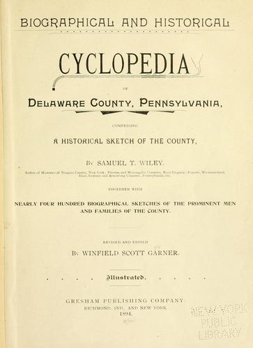 Cover for Biographical and historical cyclopedia of Delaware County, Pennsylvania