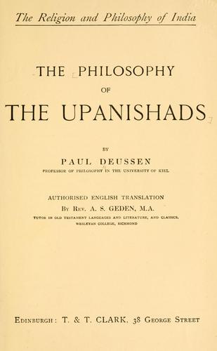 Cover for The philosophy of the Upanishads.
