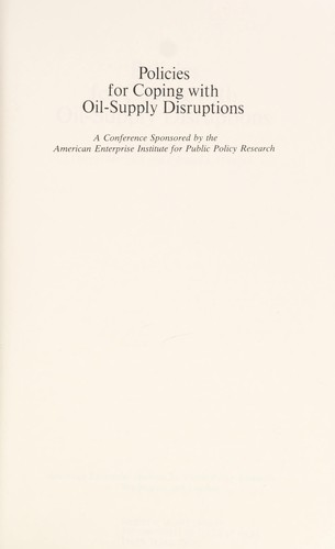 Cover for Policies for coping with oil-supply disruptions