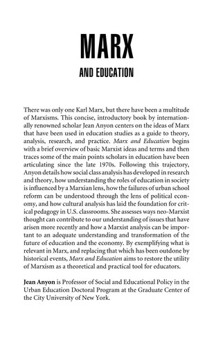 Cover for Marx and education
