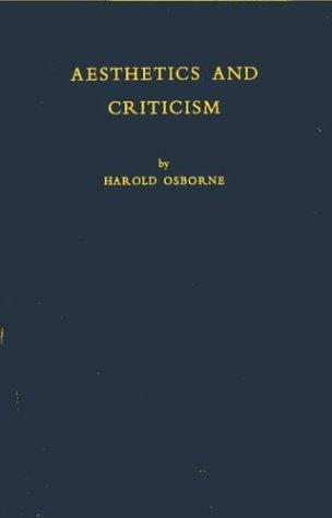 Cover for Aesthetics and criticism.
