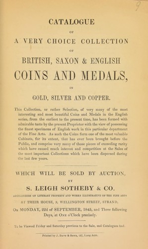 Cover for Catalogue of a very choice collection of British, Saxon, and English coins and medals, in gold, silver, and copper, ... [the property of Rev. F.I. Stainforth] ...