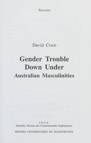 Cover for Gender Trouble Down Under, Australian Masculinities