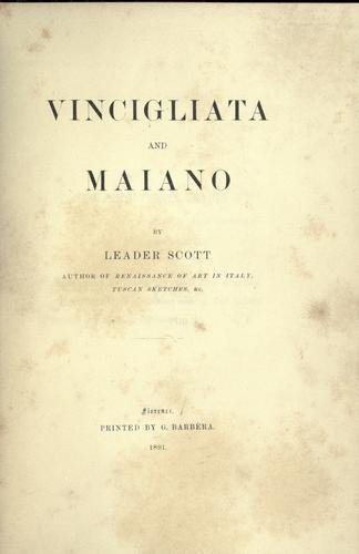 Cover for Vincigliata and Maiano