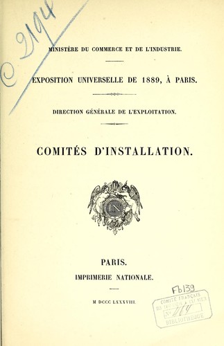 Cover for Exposition universelle de 1889, à Paris