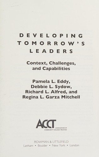 Cover for Developing Tomorrow's Leaders