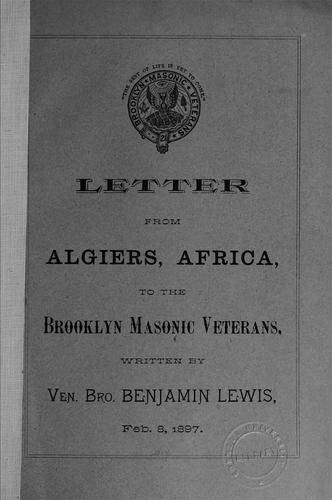 Cover for Letter from Algiers, Africa, to the Brooklyn Masonic Veterans