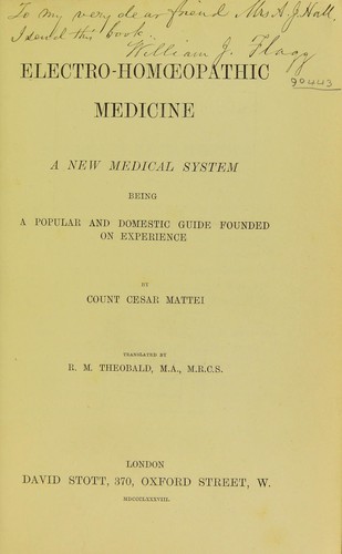 Cover for Electro-homœopathic medicine