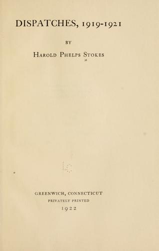Cover for Dispatches, 1919-1921
