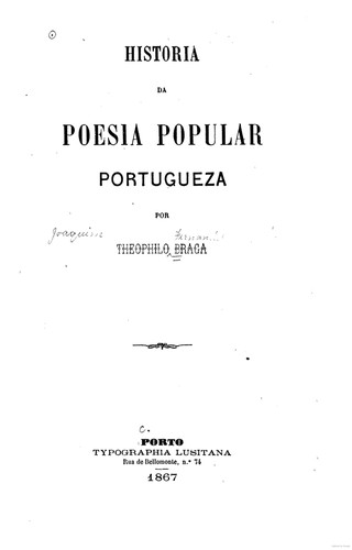 Cover for Historia da poesia popular portugueza