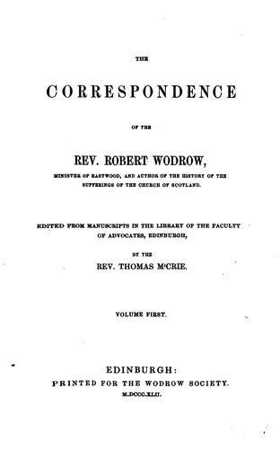 Cover for The Correspondence of the Rev. Robert Wodrow