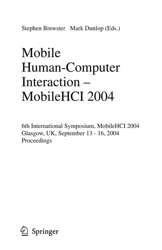 Cover for Mobile Human-Computer Interaction - MobileHCI 2004 00