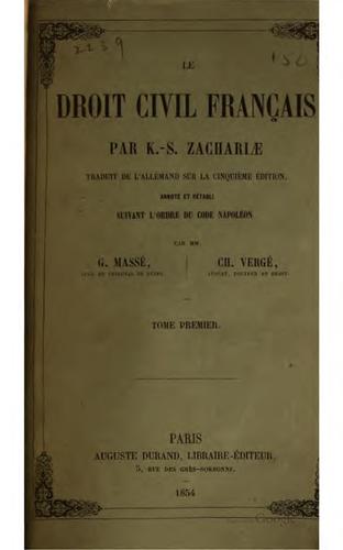 Cover for Le droit civil français par K.-S. Zachariæ