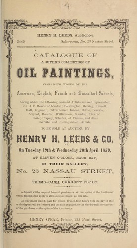 Cover for Catalogue of a...collection of oil paintings