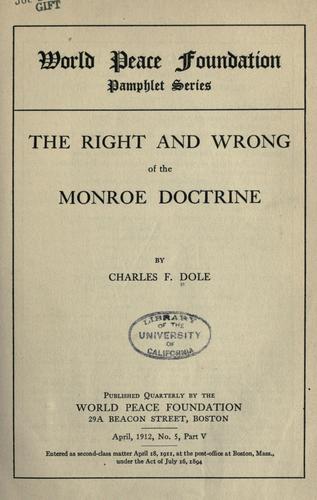 Cover for The right and wrong of the Monroe doctrine