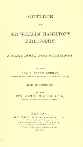Cover for Outline of Sir William Hamilton's philosophy