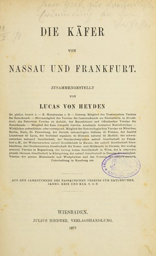 Cover for Die Käfer von Nassau und Frankfurt