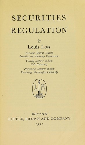 Cover for Securities regulation.