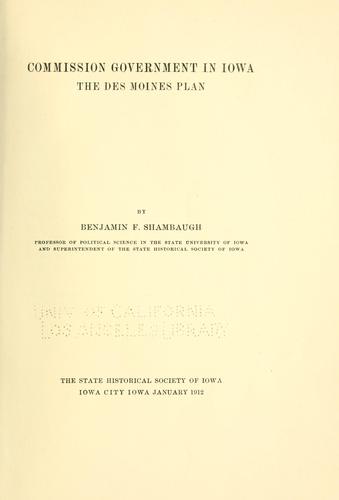 Cover for Commission government in Iowa