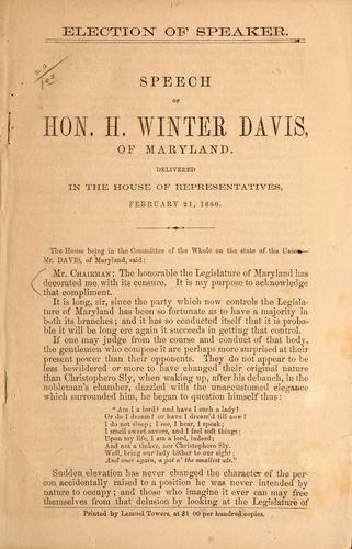 Cover for Election of speaker.