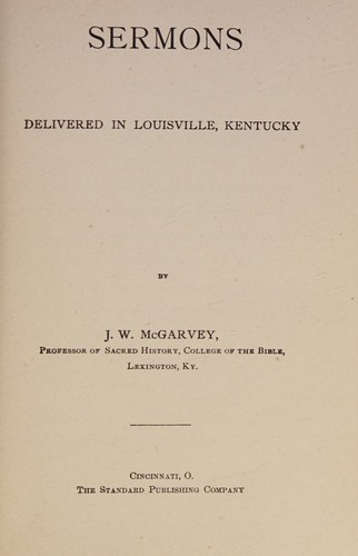Cover for Sermons delivered in Louisville, Kentucky, June-September, 1893